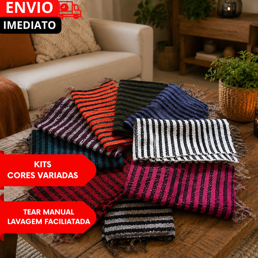 Kit Tapete Pra Porta Cozinha Grande Sortidos Cor Escuras e Claras 75x50 cm zebra Artesanal Tear