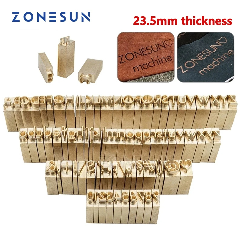 ZONESUN Carta Grossa Para ZS110A Máquina De Estampagem Carimbo De Couro De Madeira De Latão Personalizado Letra Personal
