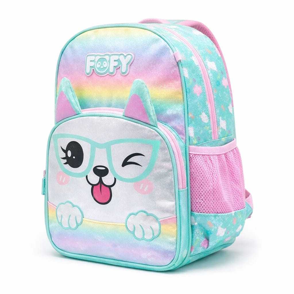 Mochila Escolar Fofy Menina Dog Glitter Feminino Multicolorido