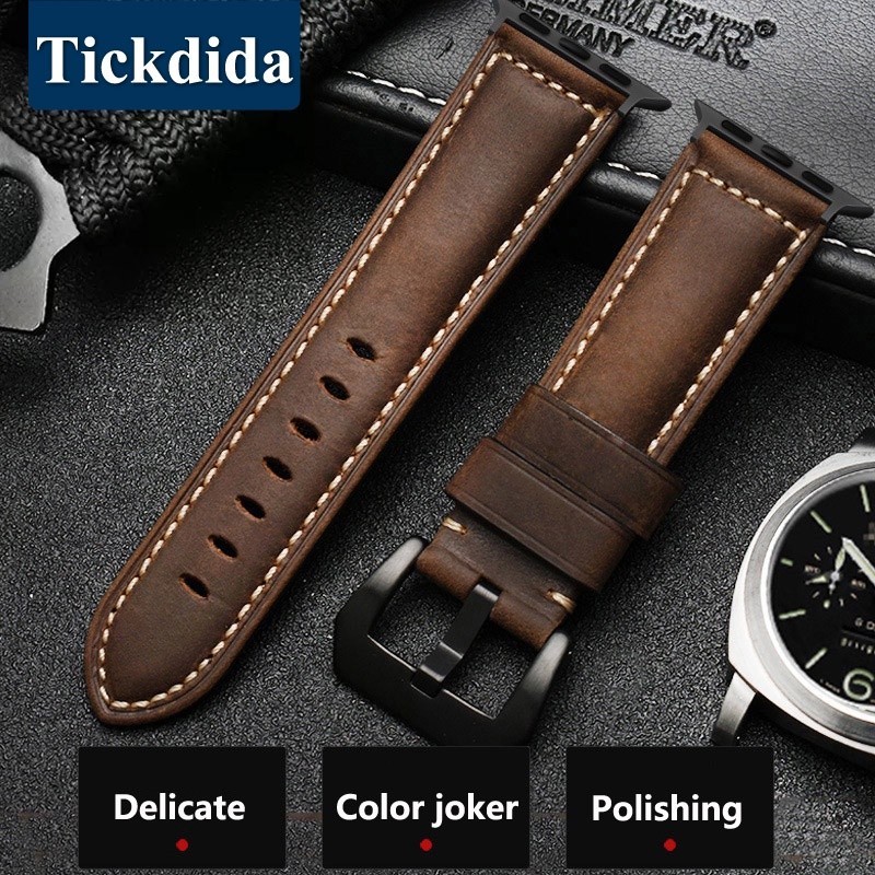 Pulseira De Couro Legítimo Elegante Masculino Para AppleWatch SmartWatch Reposição