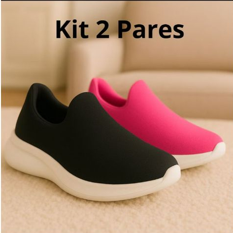 KIT 2  Pares Tênis  Infantil Meia Calce Fácil Menino E Menina escolar  Escolar Liso Unissex Peteleko