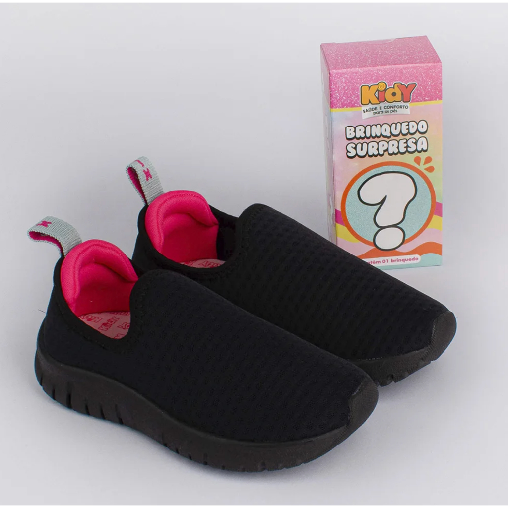 Tênis Infantil Menina Kidy Ultra Flex Neon Calce Fácil Casual Escolar Com Brinquedo Surpresa