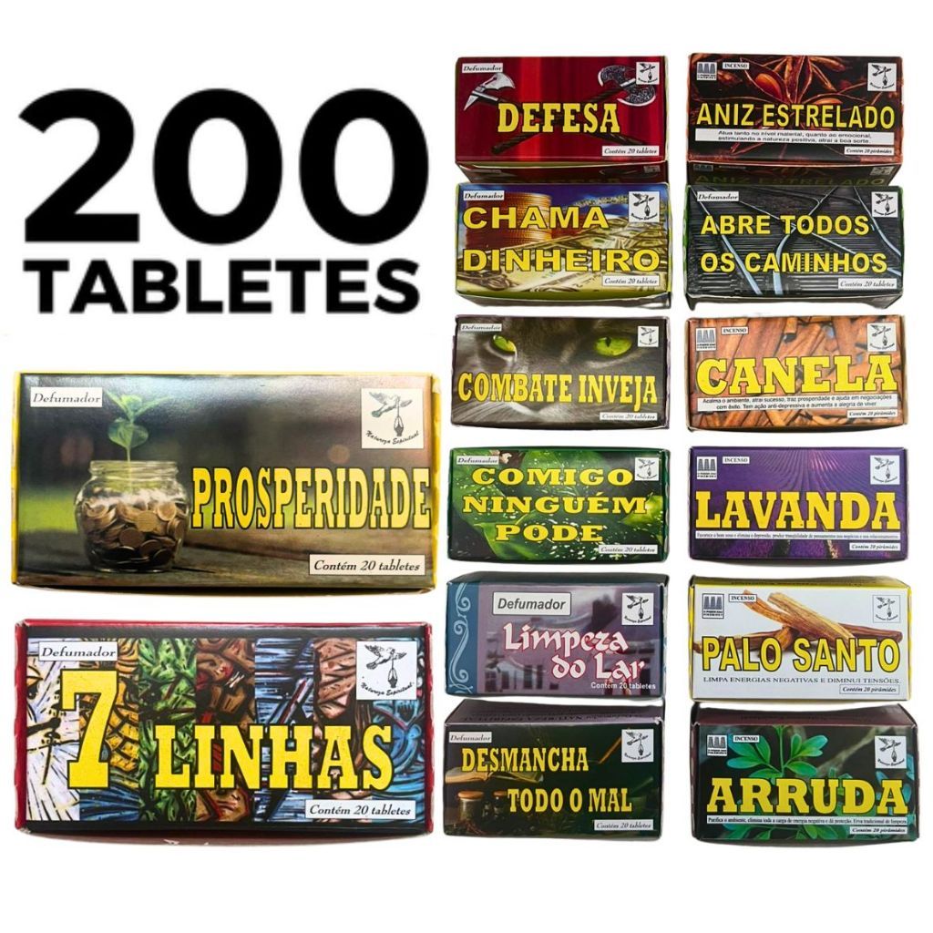Defumador 200 Tabletes Pirâmide Natureza Espiritual - Super Kit com 10 Caixas Sortidas