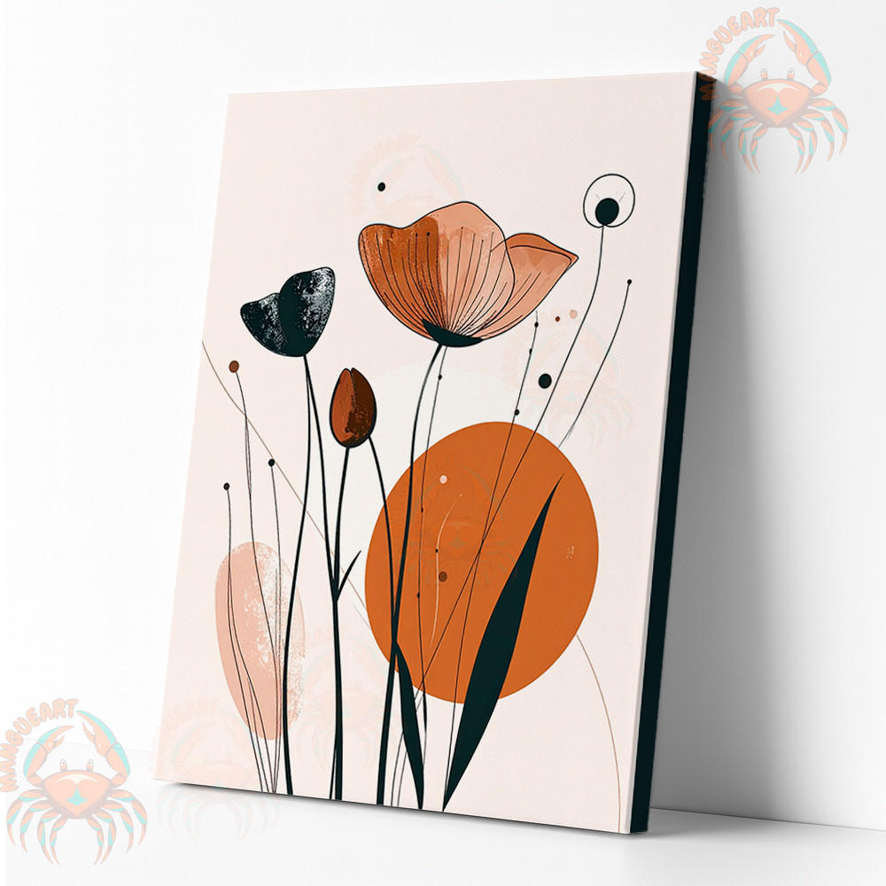 Quadro Decorativo Flores Abstratas – Arte Moderna Boho Minimalista