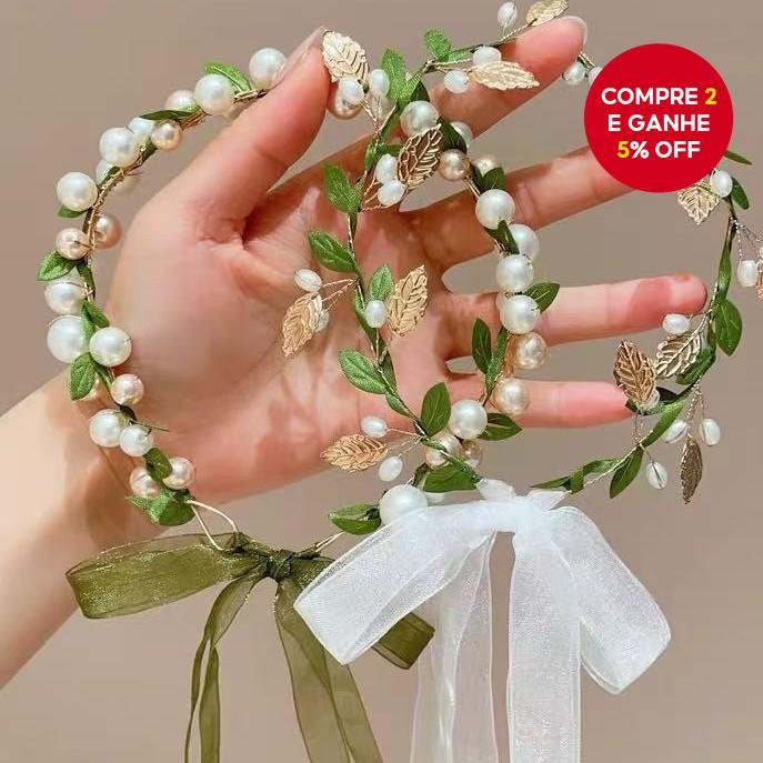 Tiara De Pérola De Imitação Verde Com Clipe Para Acessório De Cabelo De Noiva De Casamento Estilo Boho