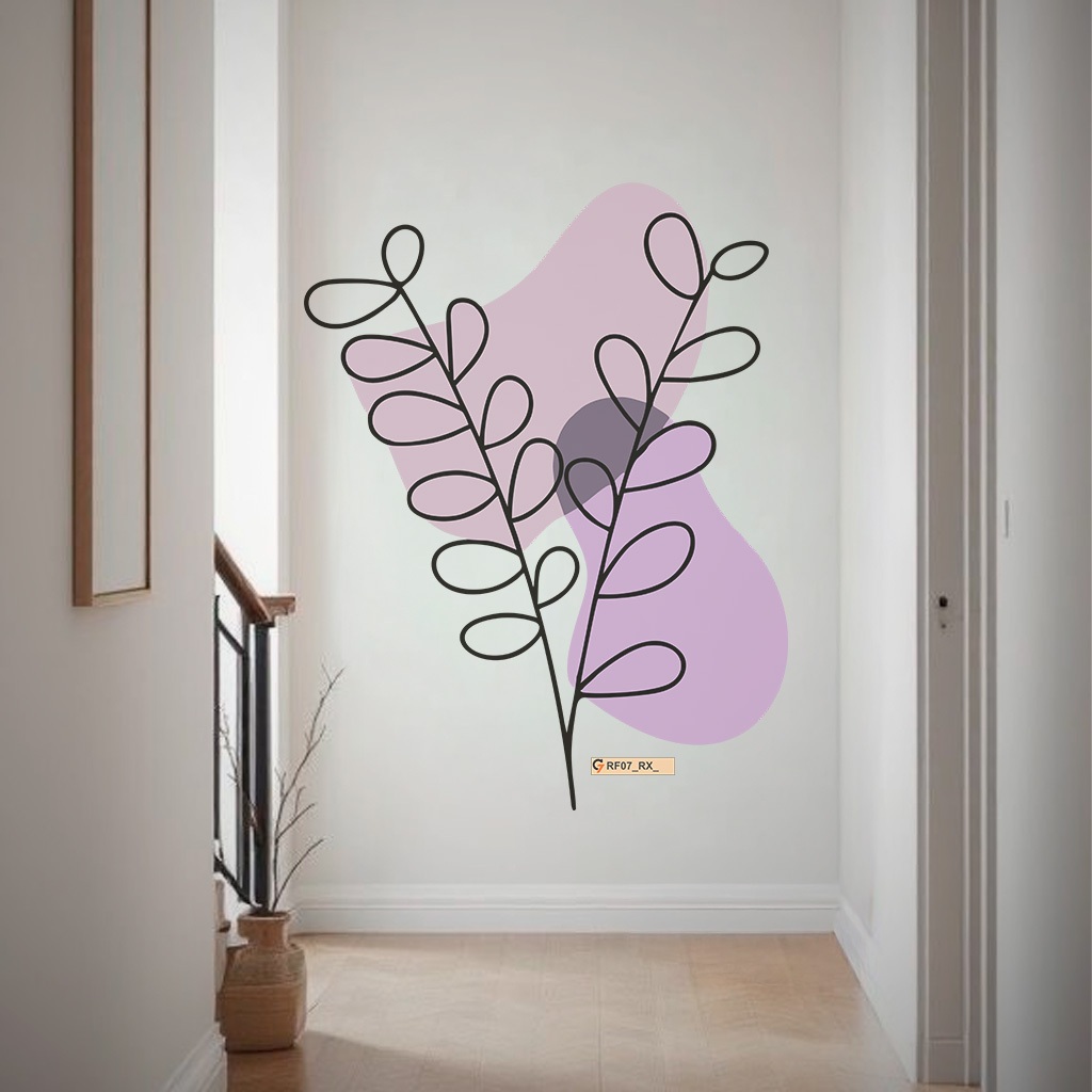Adesivo Decorativo De Parede Boho Floral Folhagens Minimalista Autocolante Para Quarto