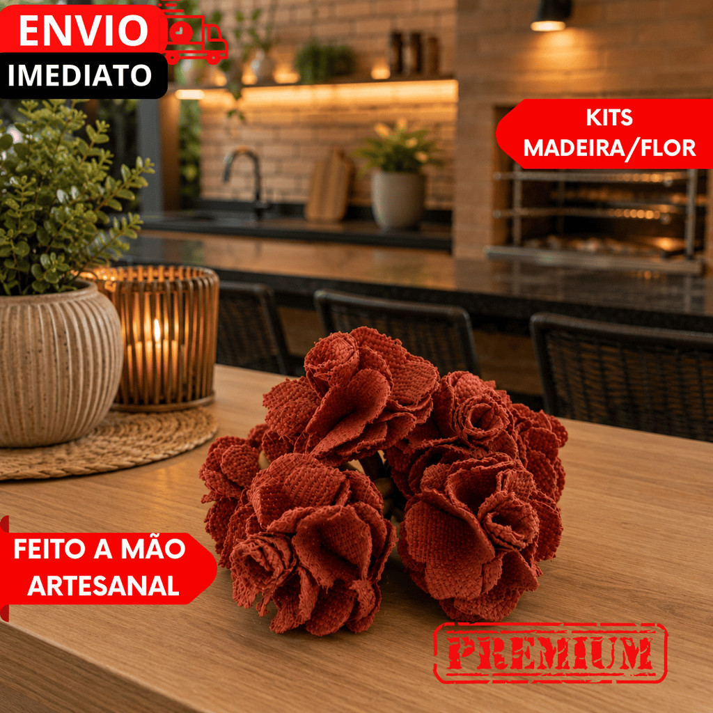 Kit Porta Guardanapo Flor Boho Terracota – Charme Natural para Sua Mesa