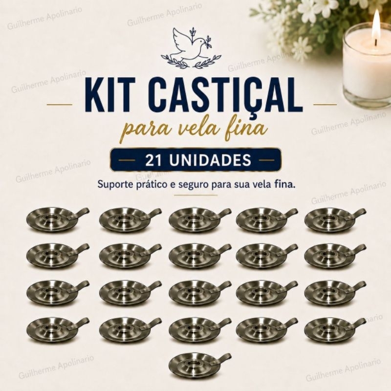Kit C/ 21 unidades de castiçal para vela fina, suporte para vela, protetor de velas