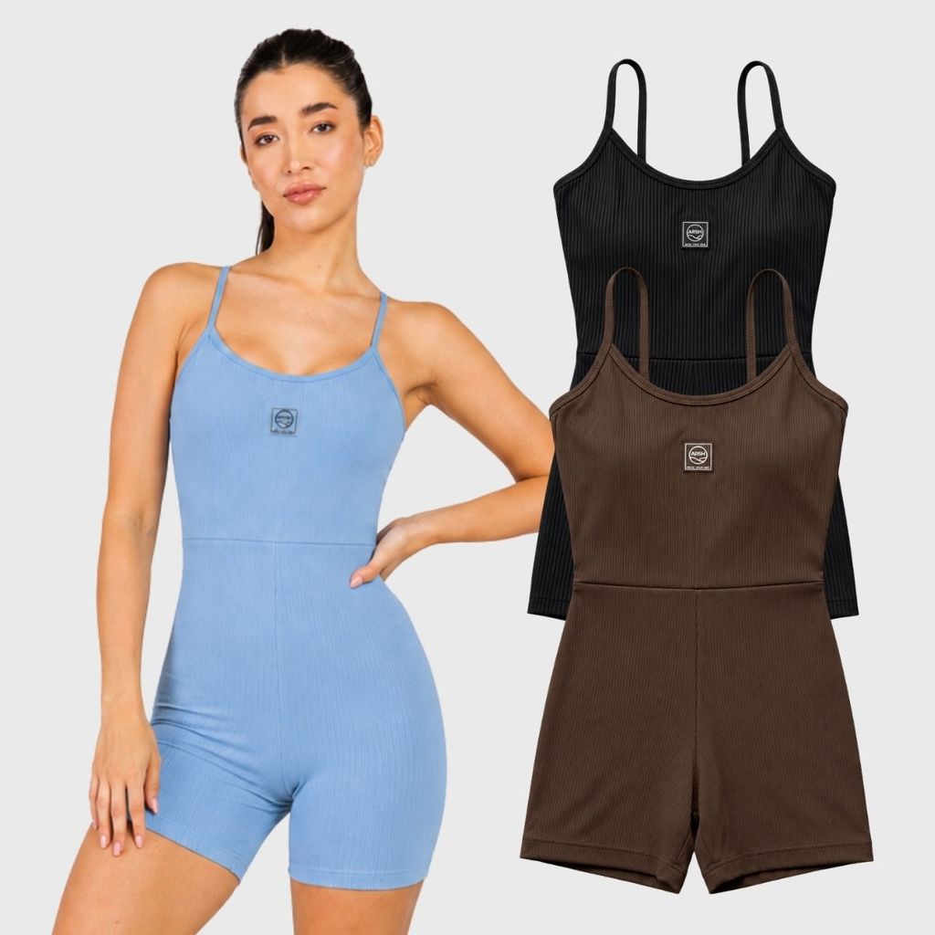 Macaquinho Poliamida Canelado Feminino Curto Alças Finas Modelador, Academia, Yoga, Dia a Dia e Lazer