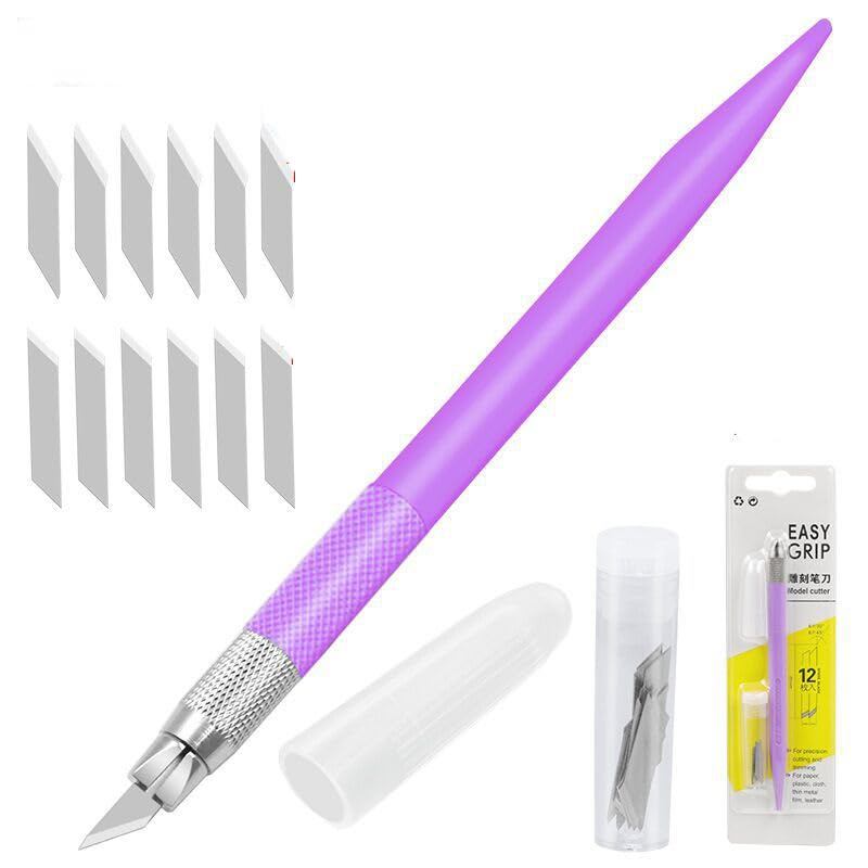 【Direct　From　JAPAN】 Paper-Cutting Carving Knife, Craft Cutter, Art Knife, Design Knife (12 Replacement Blades) 13-Piece