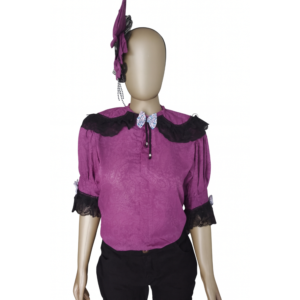 Camisa Feminina Junina Lolita Vintage Adulto — NÃO Acompanha o Laço