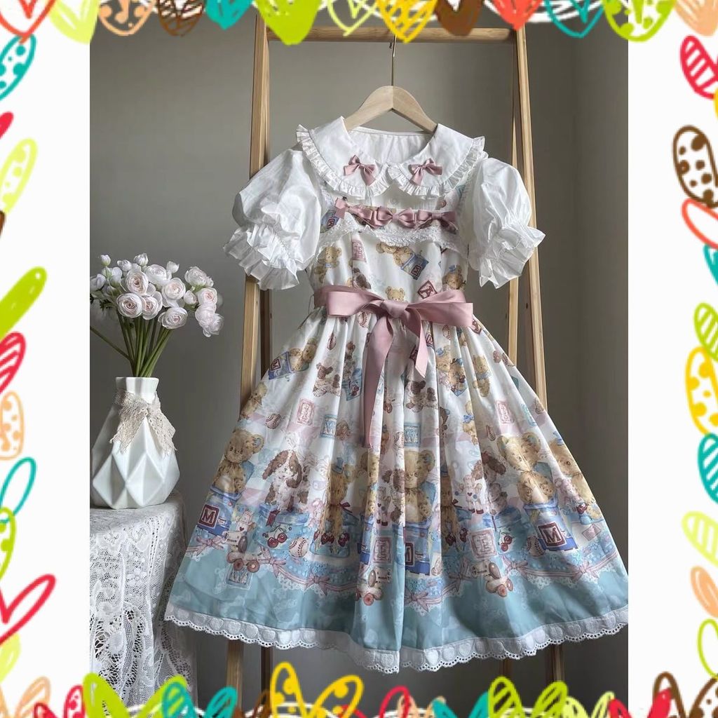 Camisa com gola e mangas bufantes fofas, top Lolita branco puro com laço, blusa Lolita D62I.