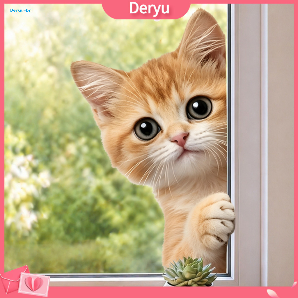 Electrostatic Glass Clings Cute Window Decals Peeking – Waterproof Removable Cartoon Cat Dog Stickers for Kids Room Ba
