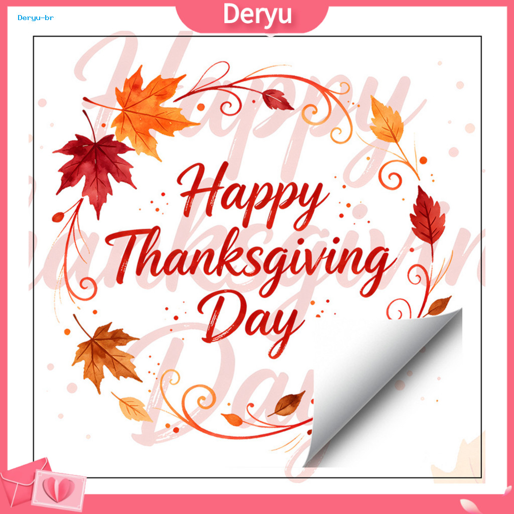 Electrostatic Glass Film Static Window Clings Thanksgiving Autumn Maple Leaf Wreath Stickers Removable Watercolor Decals