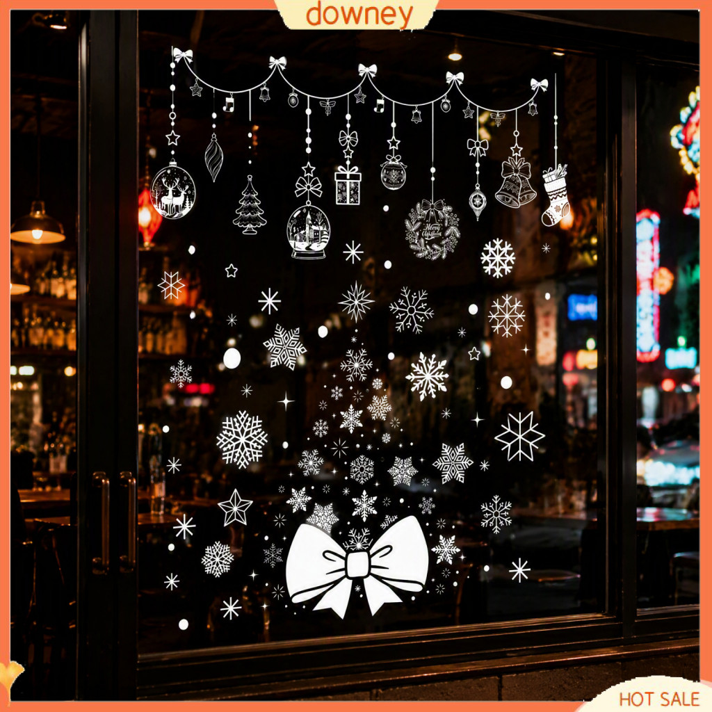 6pcs Christmas Snowflake Window Clings Reusable Pvc Static Decals Removable Glass Stickers for Holiday Home Office Decor