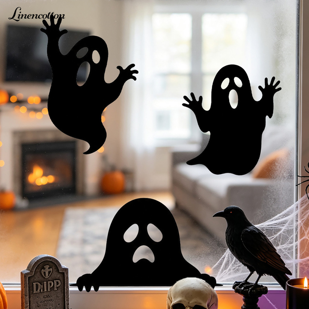 Halloween Window Clings Static Cling Stickers Ghost Silhouette Waterproof Pvc Decals Removable for Home Party Glass for