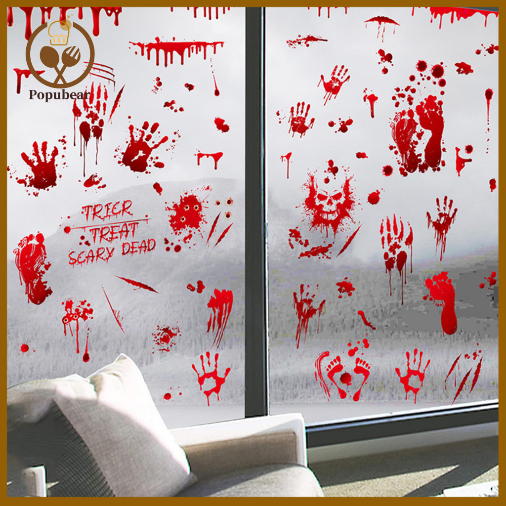 Car Sticker Pvc 1 Sheet Red Blood Halloween Decal Bleeding Effect Self-adhesive Window Headlight Taillight Decoration Fu