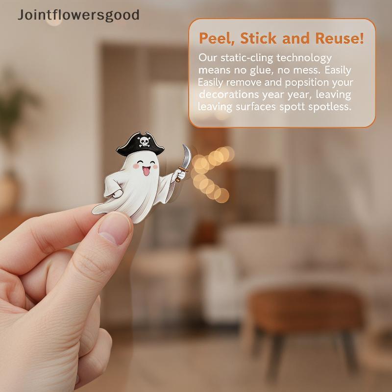 JTFG Halloween Ghost Window Decal Stiers 1/2 Folha Removível Impressão Vívida Padrão Bonito Para Casa Assombrada Decoraç
