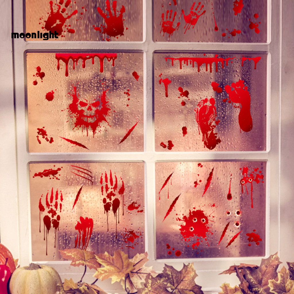 1 Sheet Red Blood Sticker Halloween Car Decal Bleeding Effect Self-adhesive Window Headlight Taillight Decoration Funny
