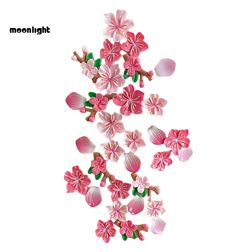 Peach Blossom Resin Flower Car Sticker – Heat Resistant Waterproof Decal for Auto Motorcycle Bumper Window Helmet No R