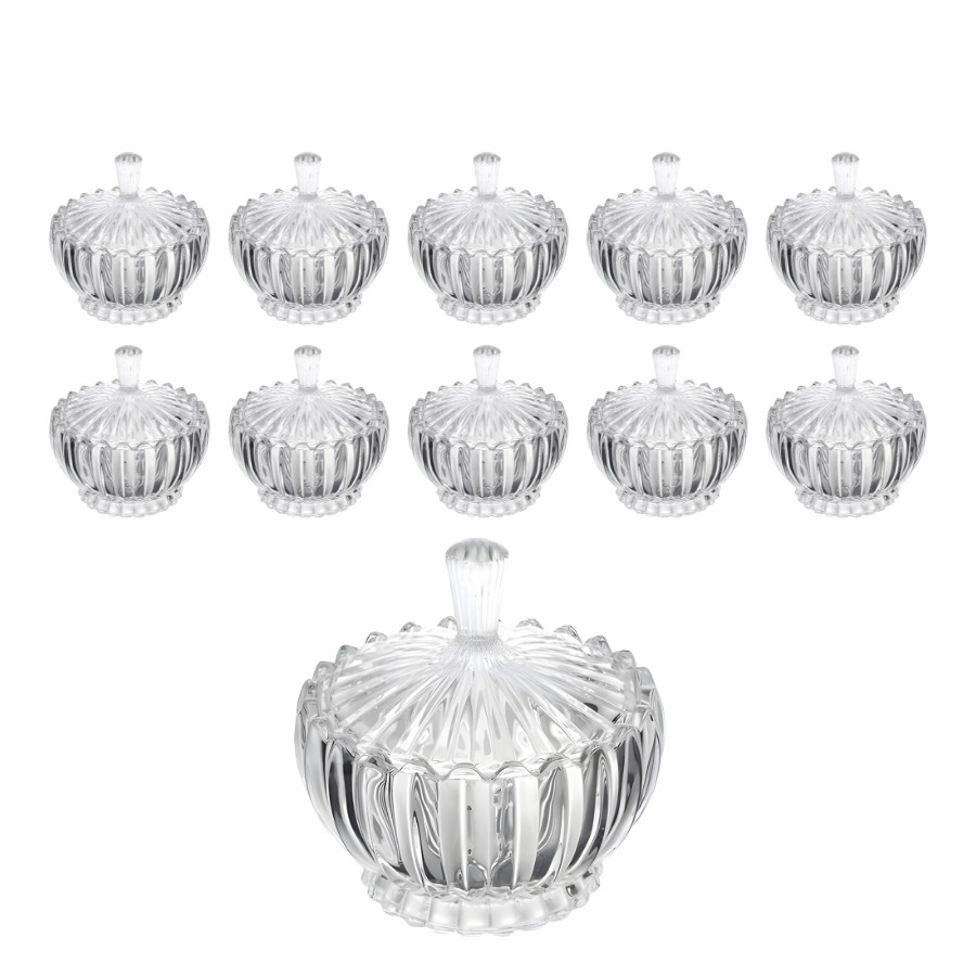 Kit 10 Bomboniere Potiche De Vidro Com Tampa Bala Doce Decoração 150ml