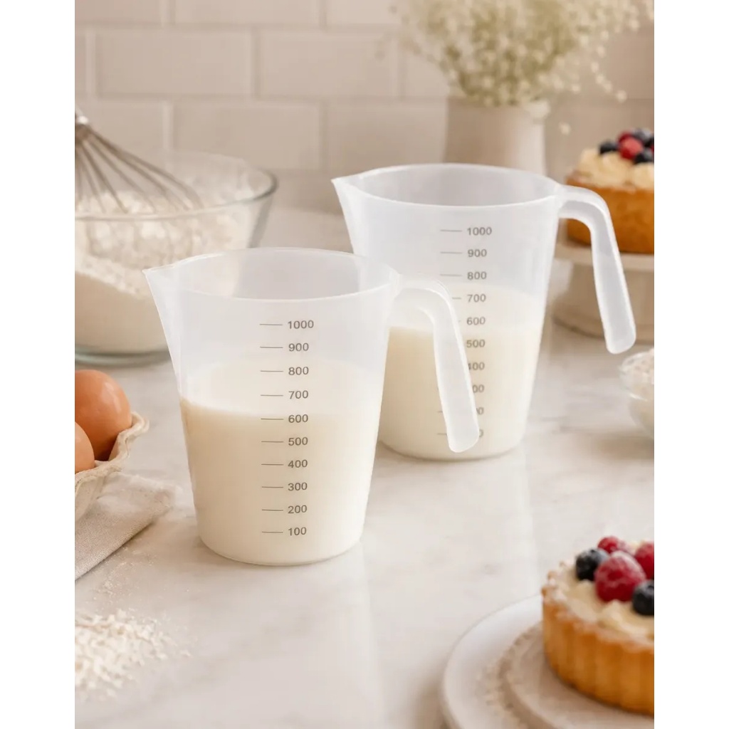 Kit 2 Jarra Medidora De Líquidos Farinhas Açucares Sucos Em Plástico Prática 1 Litro