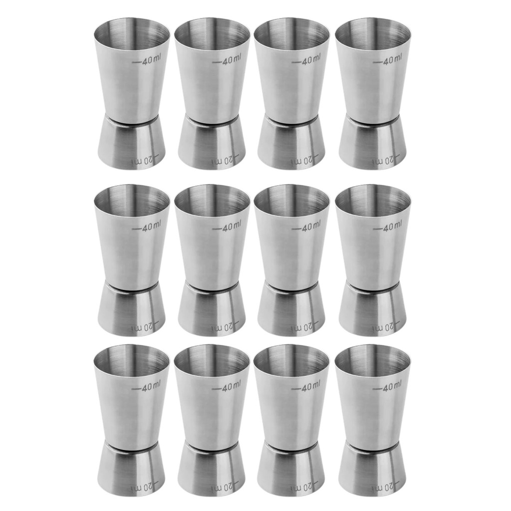 Kit 12 Dosador De Bebidas Medidor Inox Bartender Barmen 40/20ml Bar Restaurante