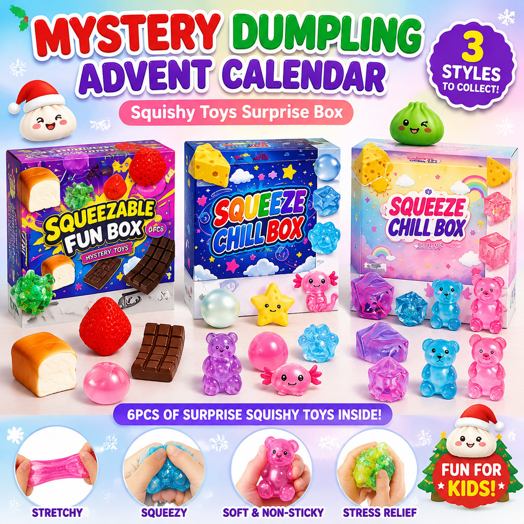 Cod6/8PCS Bolinho Squishy Calendário Do Advento-Caixa Surpresa Misteriosa , Brinquedos Macios E Elásticos Para Crianças