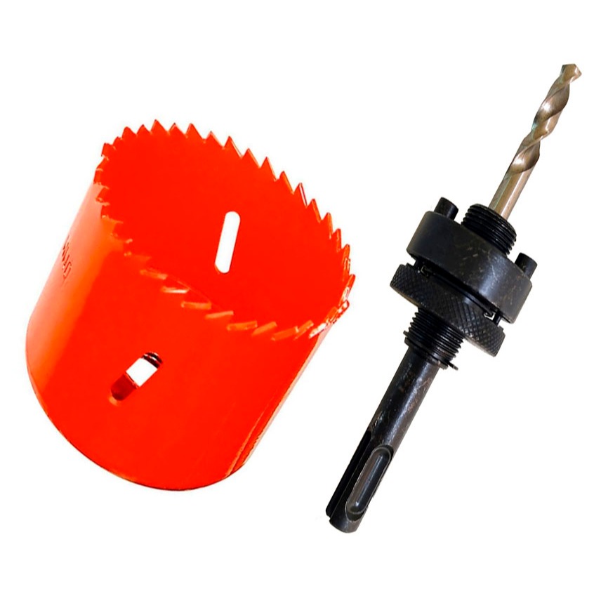 Jogo De Serra Copo 64mm Bimetal Ferro E Suporte Broca Piloto