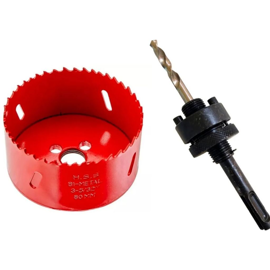 Jogo De Serra Copo 80mm Bimetal Ferro E Suporte Broca Piloto MTX