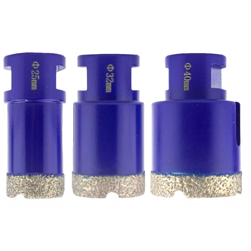 Kit 3 Brocas Diamantada 25/32/40mm Porcelanato Mármore Cerâmica Vidro Esmerilhadeira/Lixadeira M14