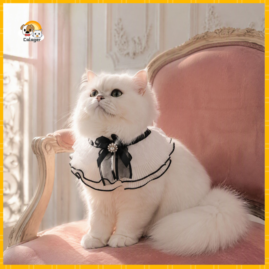 Breathable Pet Ruffle Collar Cat Lace with Bow Knot – Elegant Bandana Bib for Cats Small Dogs Cute Retro Princess Styl