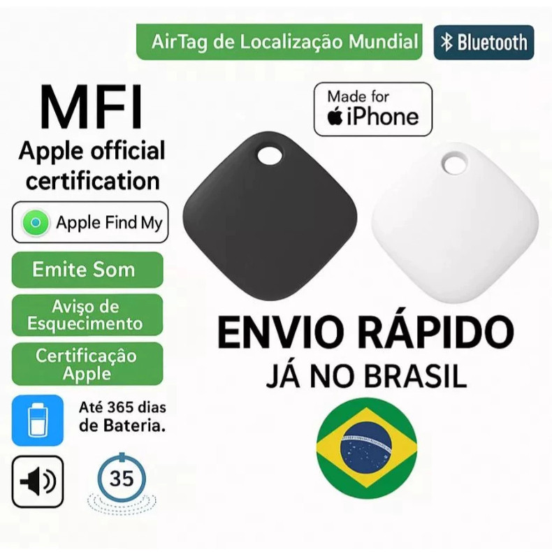 Rastreador GPS Smart Air Tag Compativel para IOS Localizador de Mala Pet Carro Moto Apple IOS