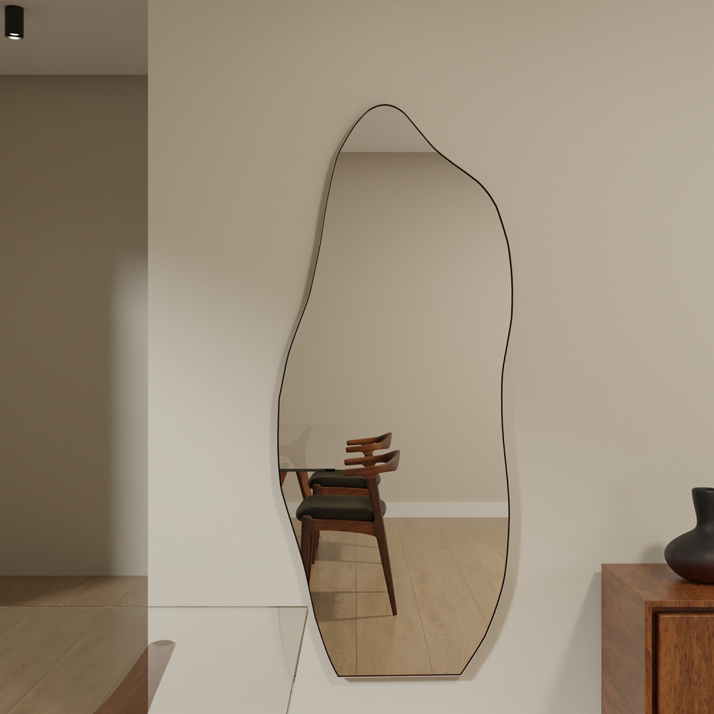 Espelho Grande Corpo Inteiro de Chão com Moldura em Couro 150cm x 60cm 170cm x 70cm  Quarto Sala Promoção Lançamento