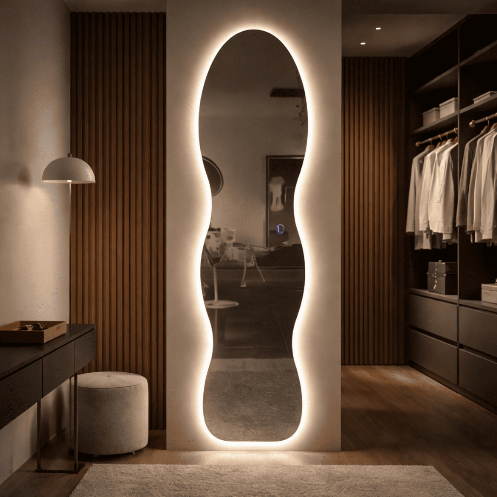 Espelho Lopazzi Organico 150cm Grande Parede Led Corpo Inteiro Loja Moldura Aura 150x40cm Led