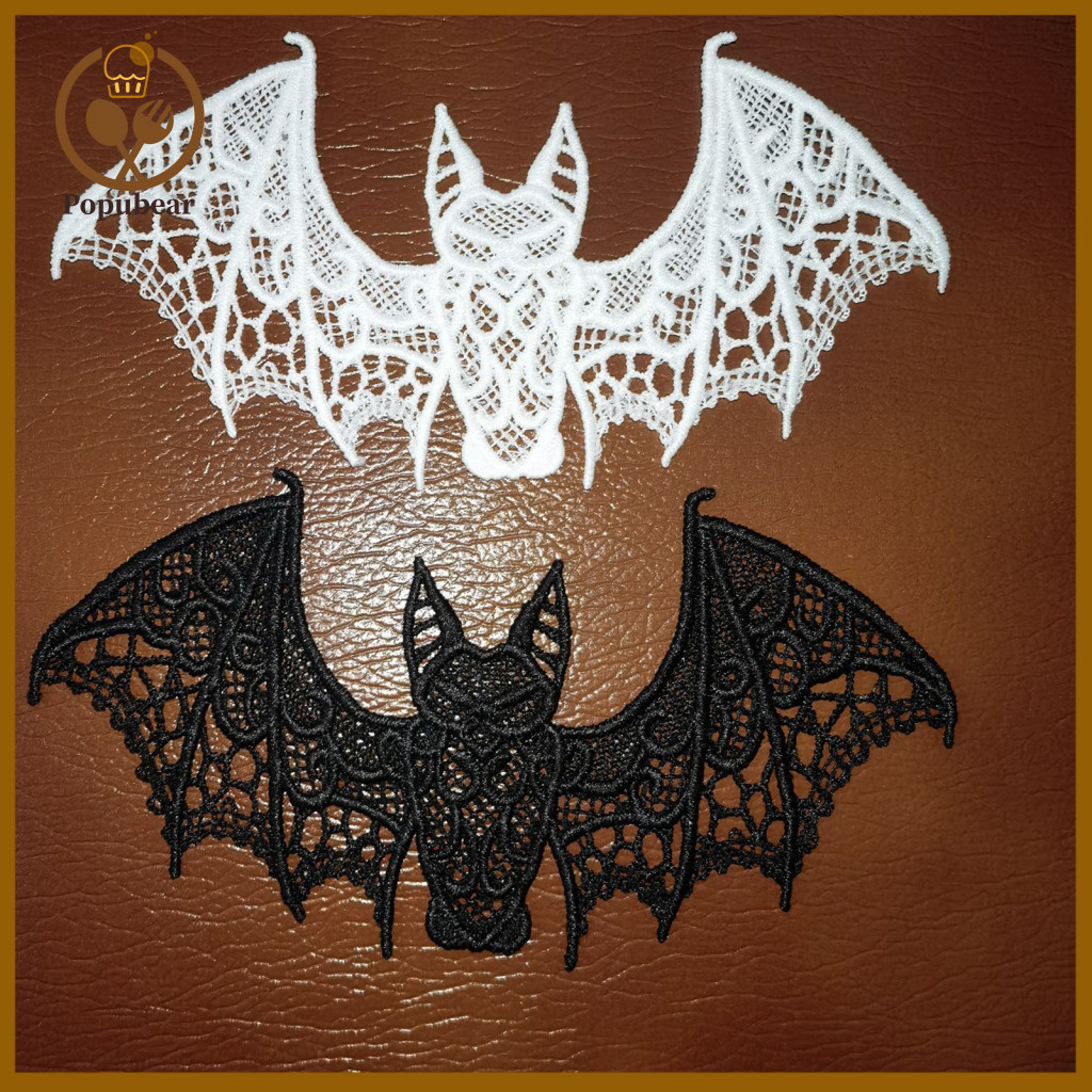Embroidery Patches Diy Clothing 2pcs Halloween Bat Embroidered Patch Lace Wing Design Badges for Backpacks Jeans Jackets