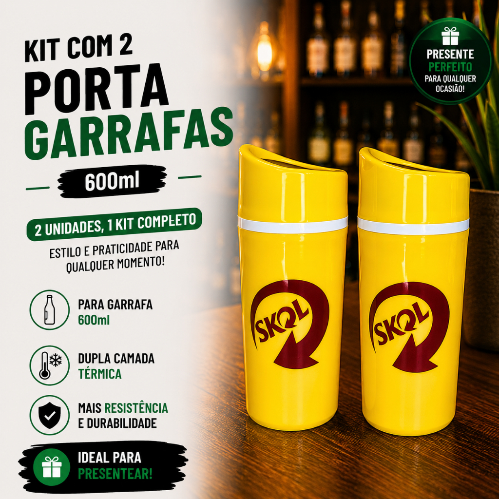 Kit 2 Porta Garrafa 600ml Suporte Cerveja Termico Camisinha Isopor Chopp Artesanal Churrasco Festa