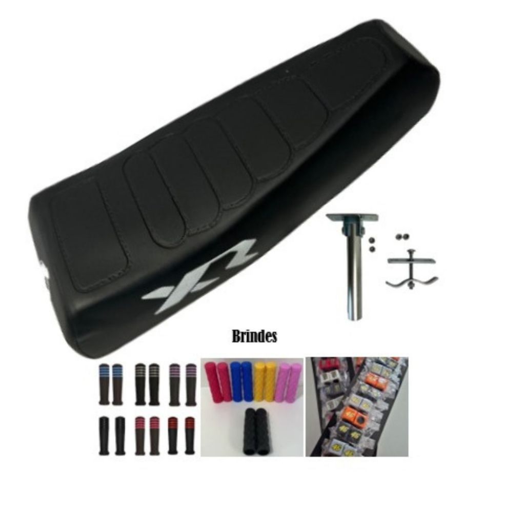 Banco Selim Xr Mobilete Com Presilha e Canote Bike Bicicleta Motorizada Ciclo house + Brinde