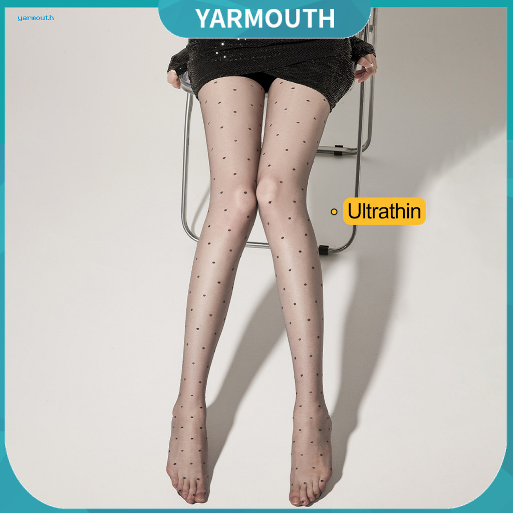 Dot Pattern Stockings Women’s Ultra-thin Sheer Pantyhose with Heart Print High Elasticity Anti-slip Solid Color Hosier