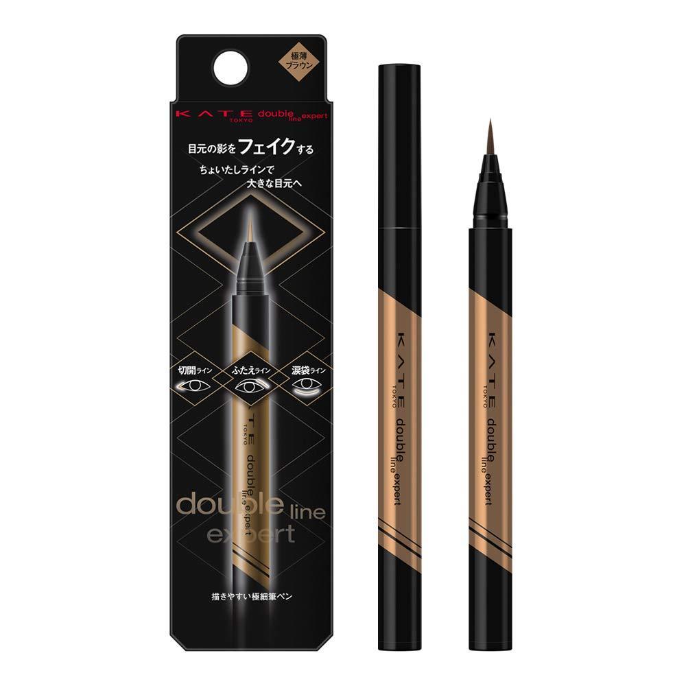 KATE Double Line Expert Eyeliner LB-1 Ultra-Thin Brown | OR-1 PK-1 Blood-Tinted Shadow Color Eye Enhancer Fine Brush Pen for Natural Big Eyes