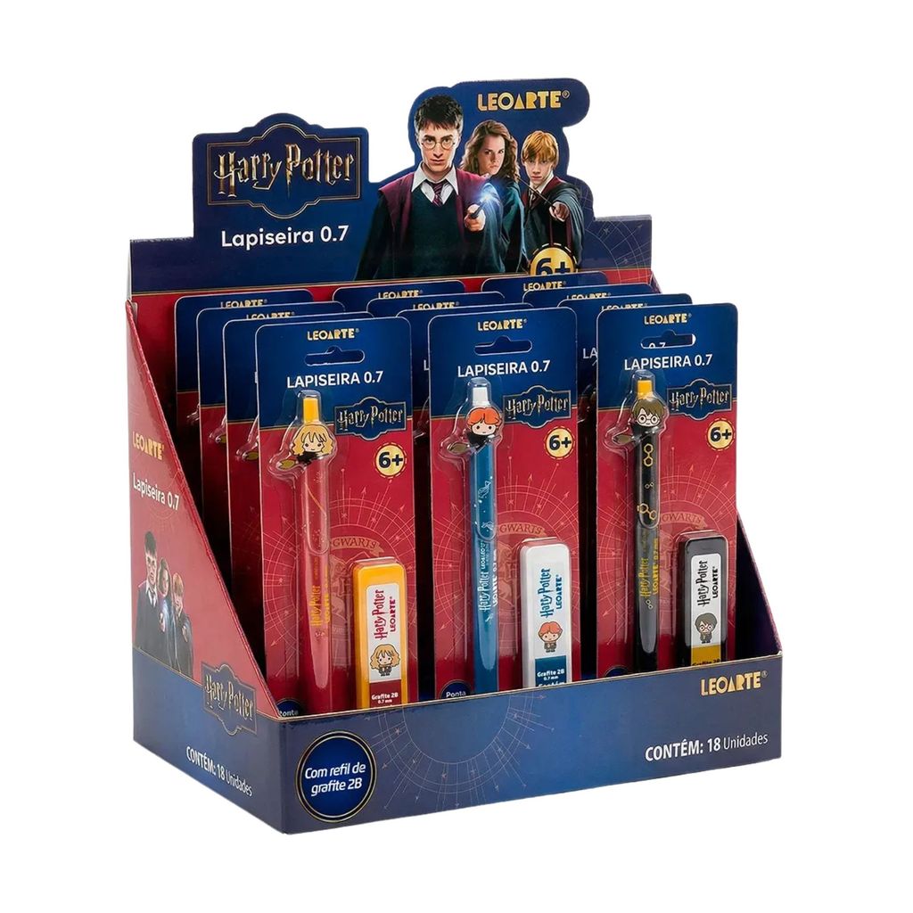 Lapiseira Harry Potter 0.7 com Refil (Display c/ 18 unidades) Leoarte Leonora - 10721