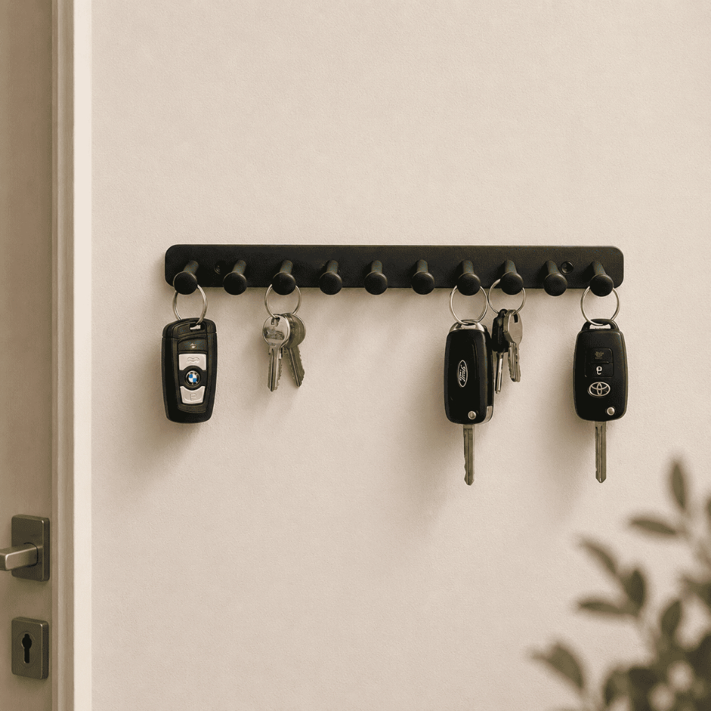 Porta Chaves 10 Ganchos Chaveiro Organizador Minimalista ModernoCom Furos Para Fixação