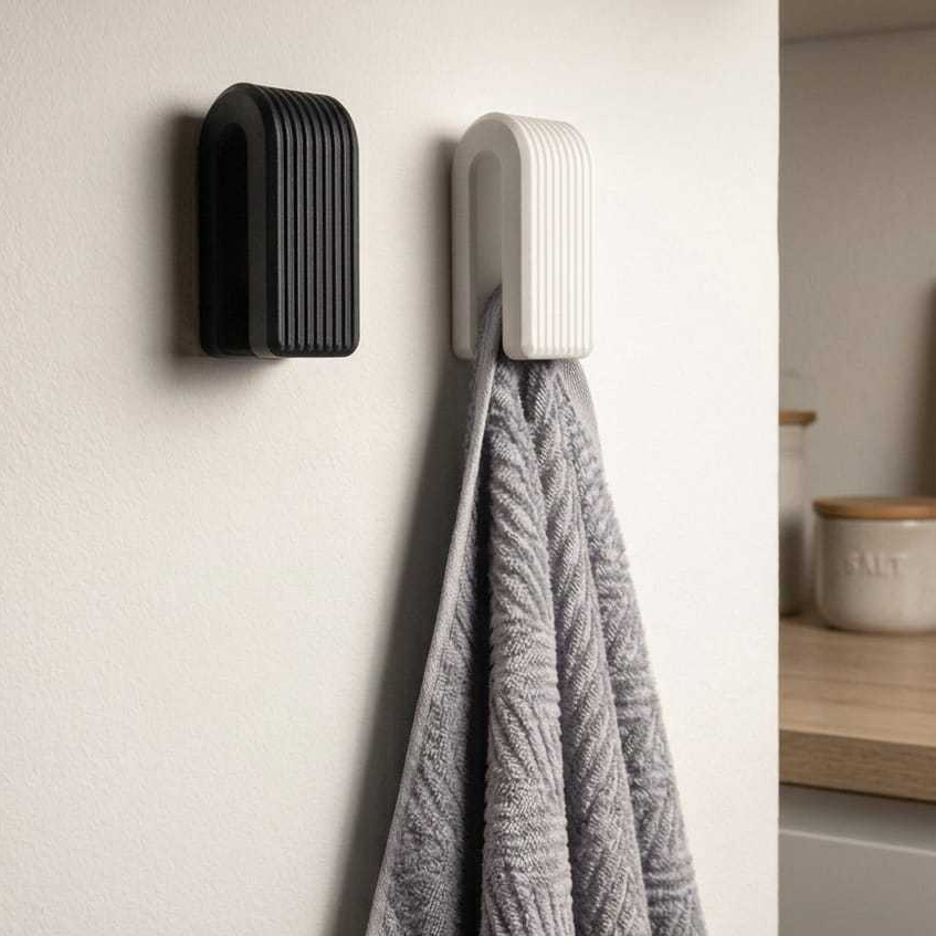 Kit Suporte Porta Toalha Banheiro Gancho Para Toalha de Rosto e Pano de Prato, Fácil Fixação, Sem Furo, Minimalista