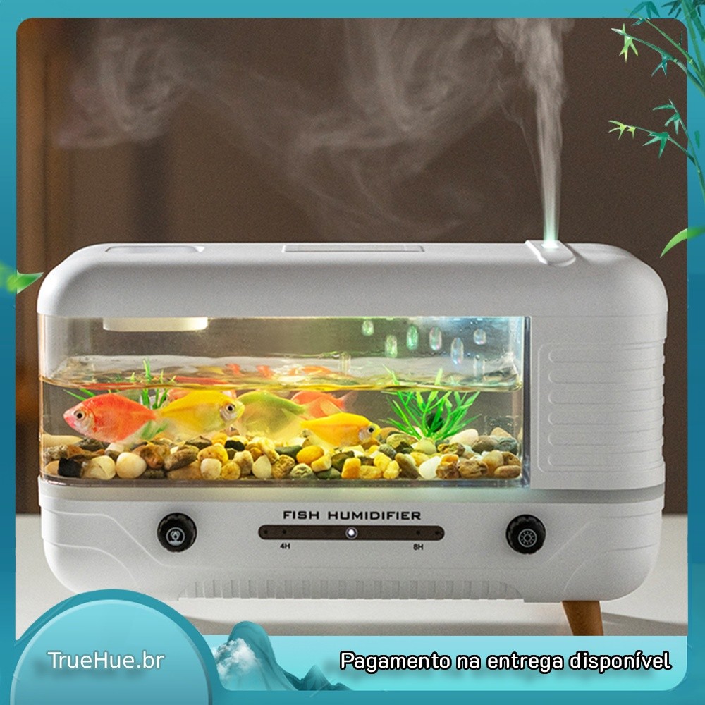 Difusor De Aroma De Tanque De Peixes LED De 7 Cores Duplo 300ML Tipo C Alimentado Desktop