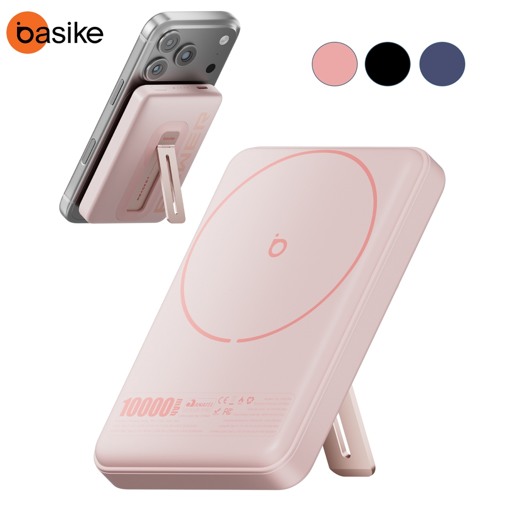 Carregador Portátil Sem Fio MagSafe Basike Magnetic Power Bank 10.000mah 15W , Turbo Rápido Para iPhone E Android