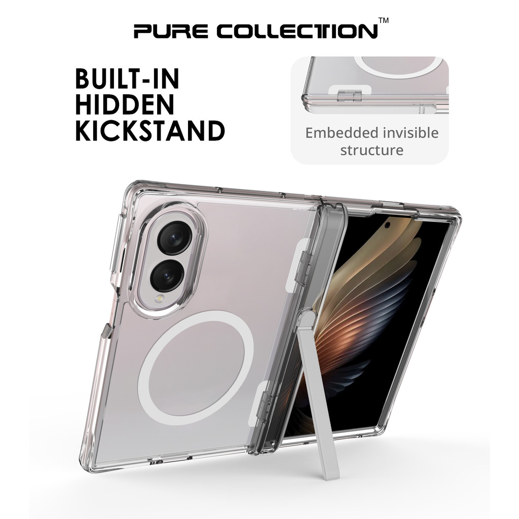 Suporte Embutido Samsung Z Fold 8 Case Ultra Clear Magnetic MagSafe Com Shock Pocket Tech Capa De Proteção Resistente To