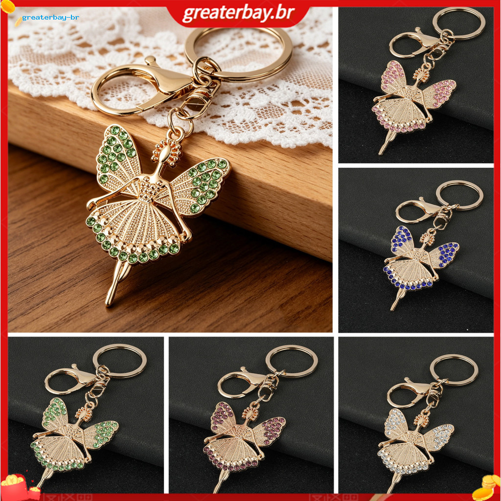 Sparkling Ballet Dancer Keychain for Women – Diamond Encrusted Pendant with Lobster Clasp Perfect Gift for Dance Lover