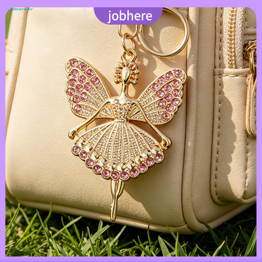 Ballet Dancer Keyring Girl Keychain Sparkling for Women – Diamond Encrusted Pendant with Lobster Clasp Perfect Gift fo