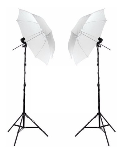 Kit Estúdio Iluminação Profissional Dupla Sombrinha Difusora Soquete E27
