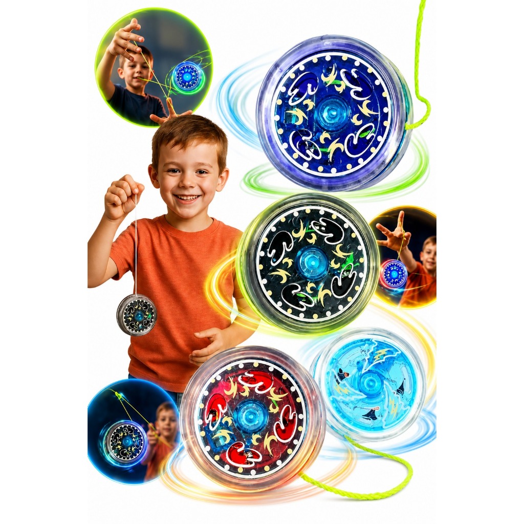 Kit 2 Io-io (ioio,yoyo) Rolamento Profissional E Infantil Com Led